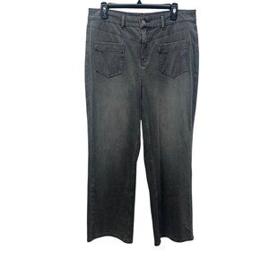 Halara Wide-Leg Stretchy Denim Jeans L Gray Pockets & Zip Closure Comfortable Ca